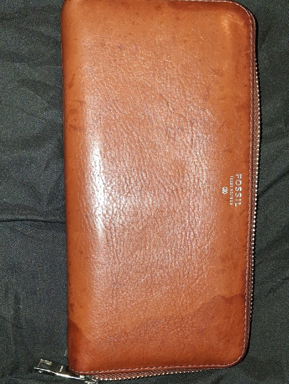 Fossil Men’s Cognac Brown Leather Zip-Around Wallet Nwot